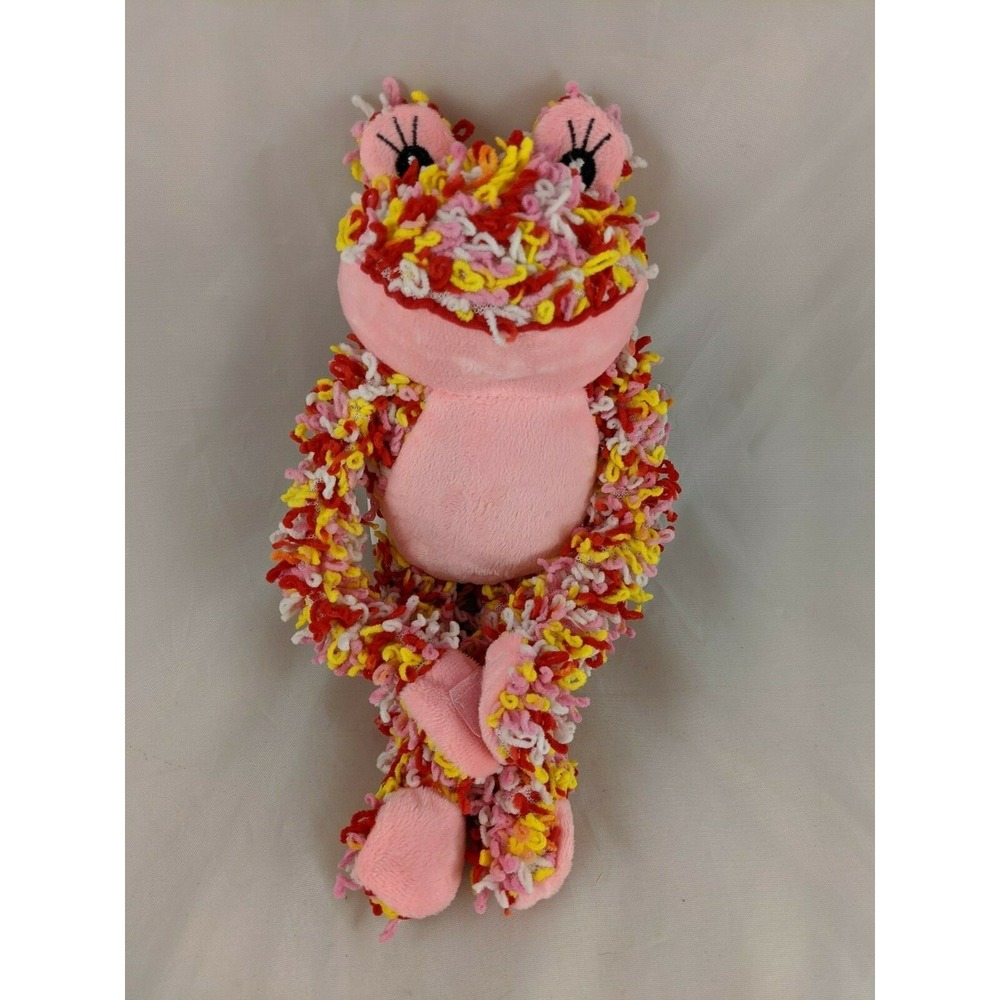 Kellytoy Pink Frog Plush Yarn 12 Inch Squeaker Stuffed Animal Toy